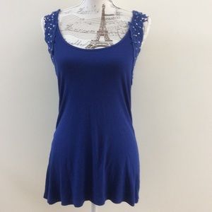 INC Beach tank top with bling shoulders